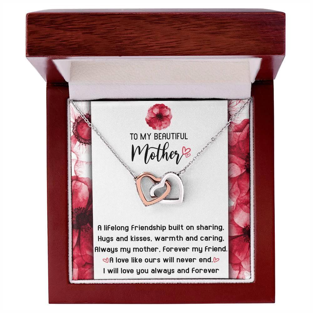 Gift for Mom Always my Mother Forever my Friend Interlocking Hearts Necklace