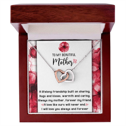 Gift for Mom Always my Mother Forever my Friend Interlocking Hearts Necklace - Mallard Moon Gift Shop