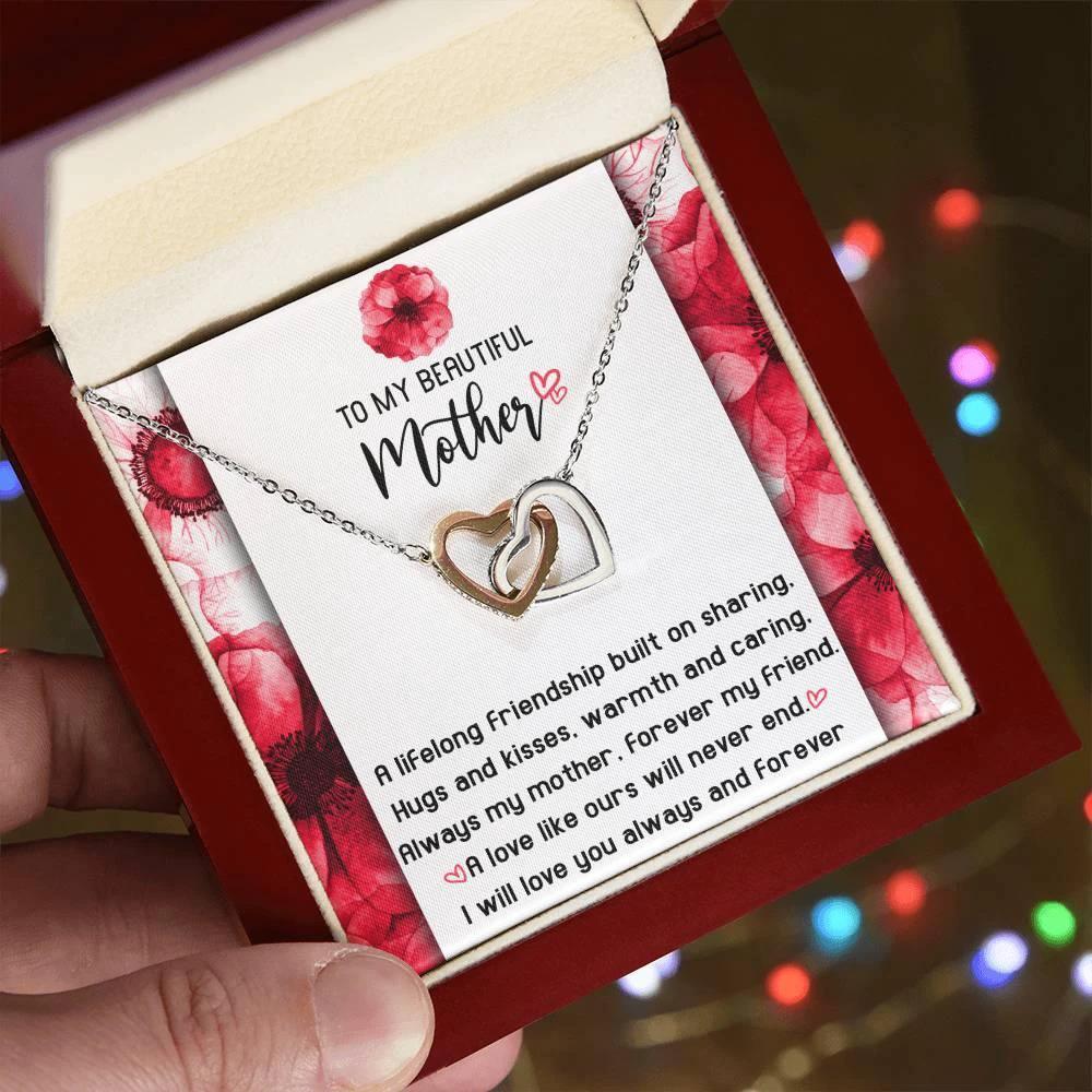 Gift for Mom Always my Mother Forever my Friend Interlocking Hearts Necklace