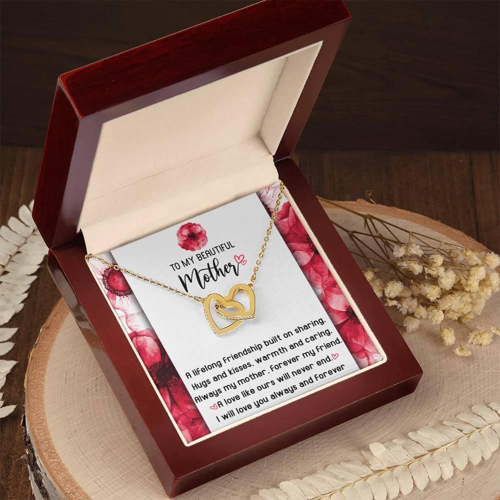 Gift for Mom Always my Mother Forever my Friend Interlocking Hearts Necklace