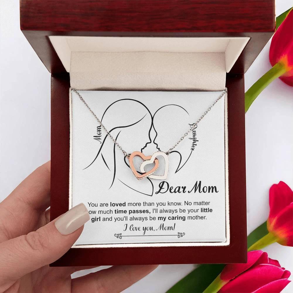 Gift for Mom I will always be your Little Girl Interlocking Hearts Necklace