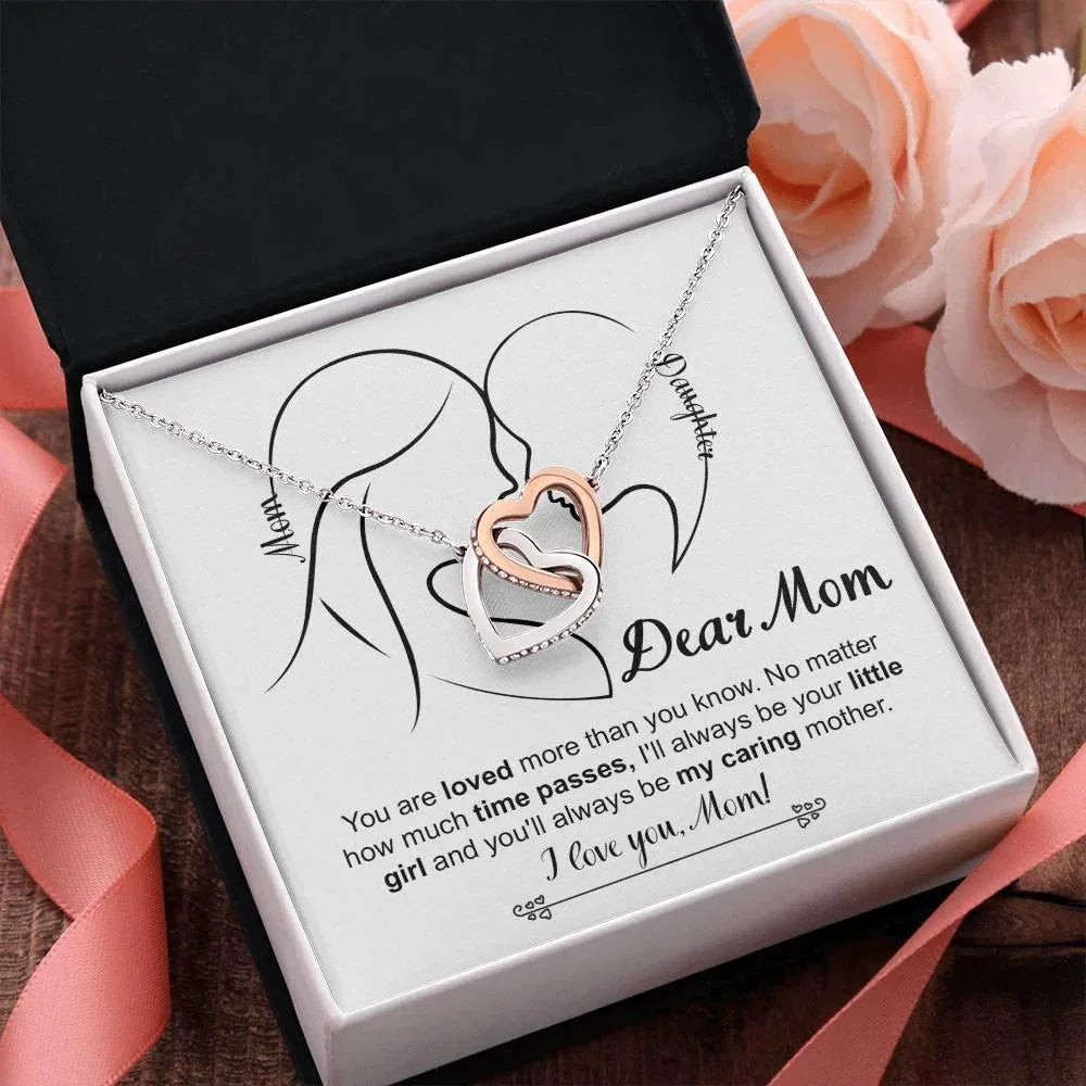 Gift for Mom I will always be your Little Girl Interlocking Hearts Necklace
