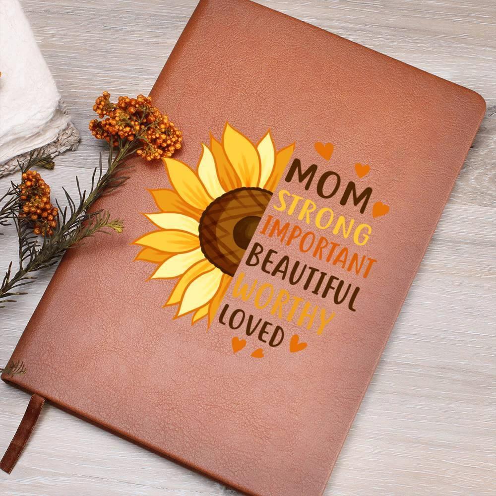 Gift for Mom Personalized Sunflower Graphic Leather Journal