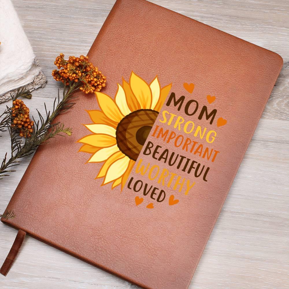 Gift for Mom Personalized Sunflower Graphic Leather Journal - Mallard Moon Gift Shop