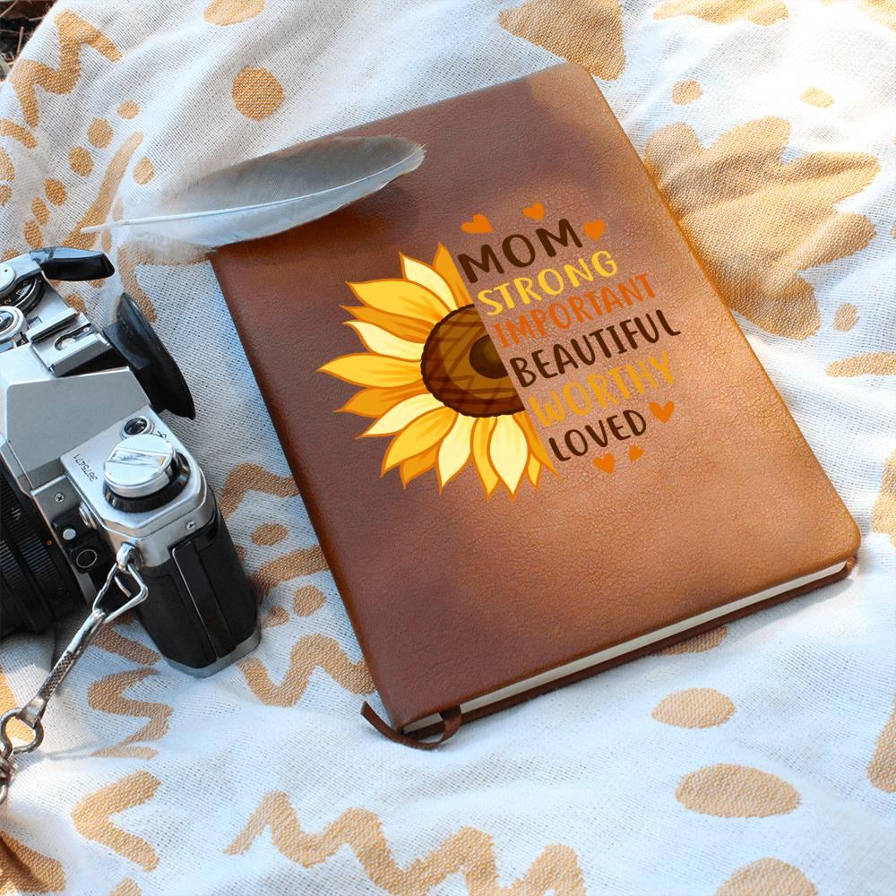 Gift for Mom Personalized Sunflower Graphic Leather Journal - Mallard Moon Gift Shop