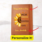 Gift for Mom Personalized Sunflower Graphic Leather Journal