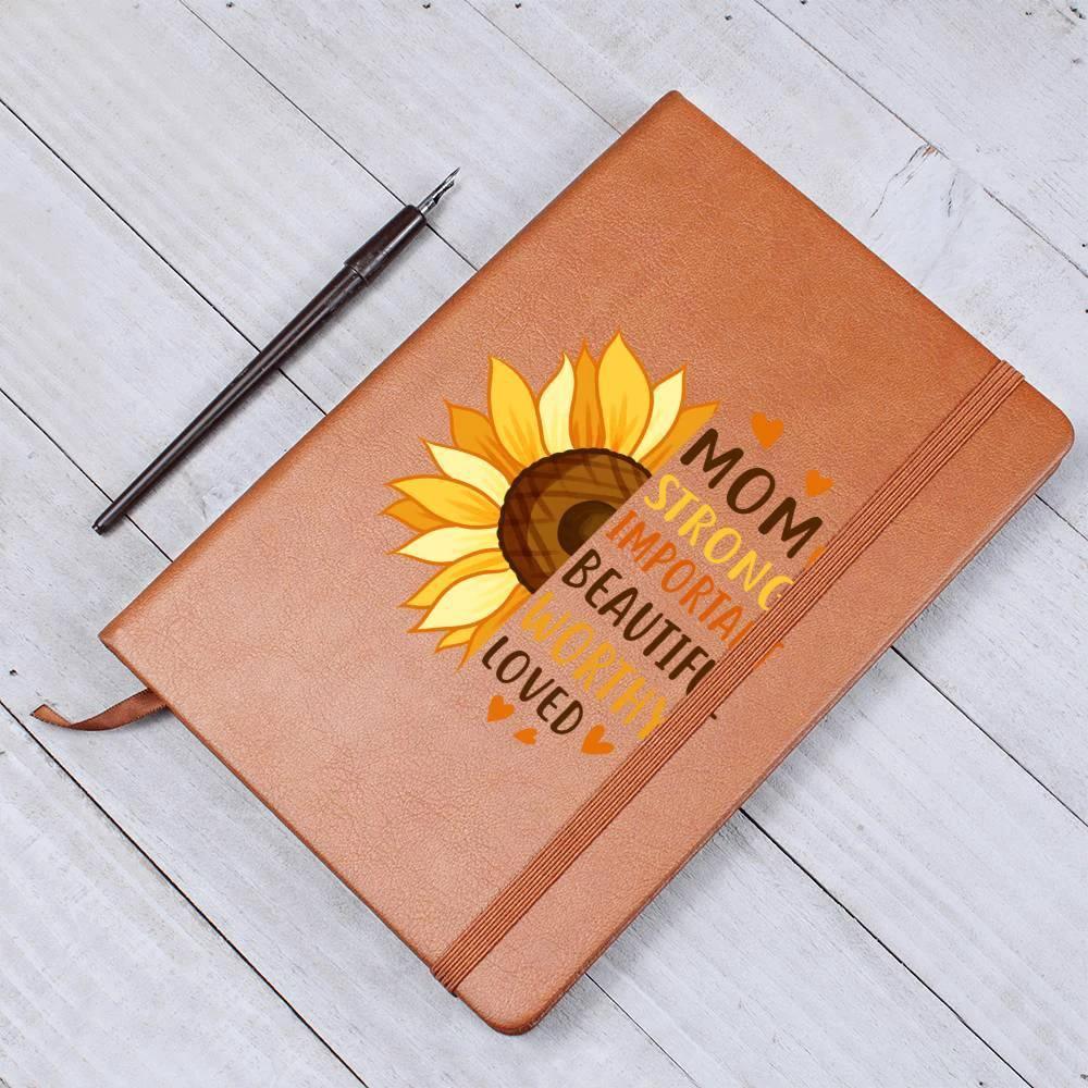 Gift for Mom Personalized Sunflower Graphic Leather Journal