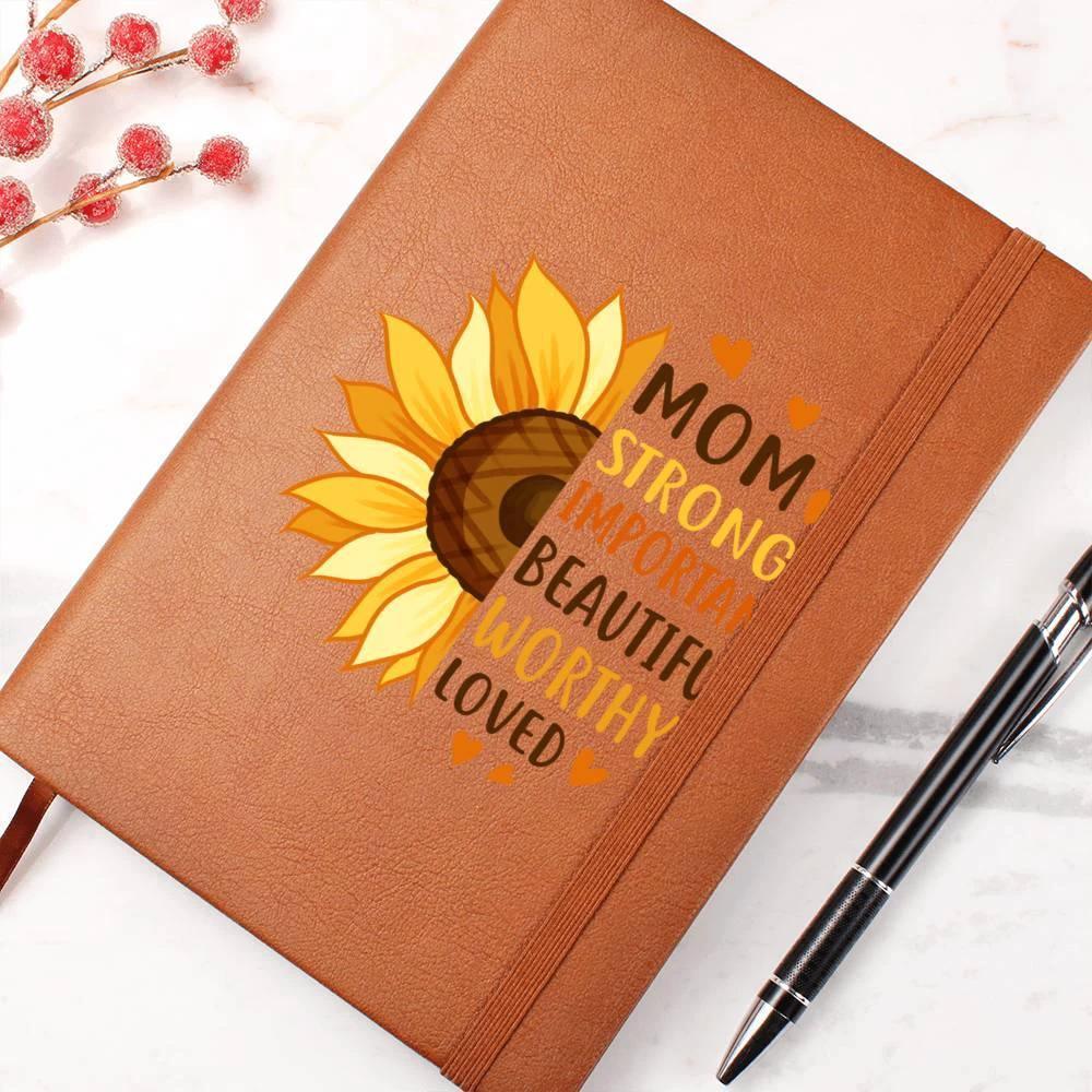 Gift for Mom Personalized Sunflower Graphic Leather Journal