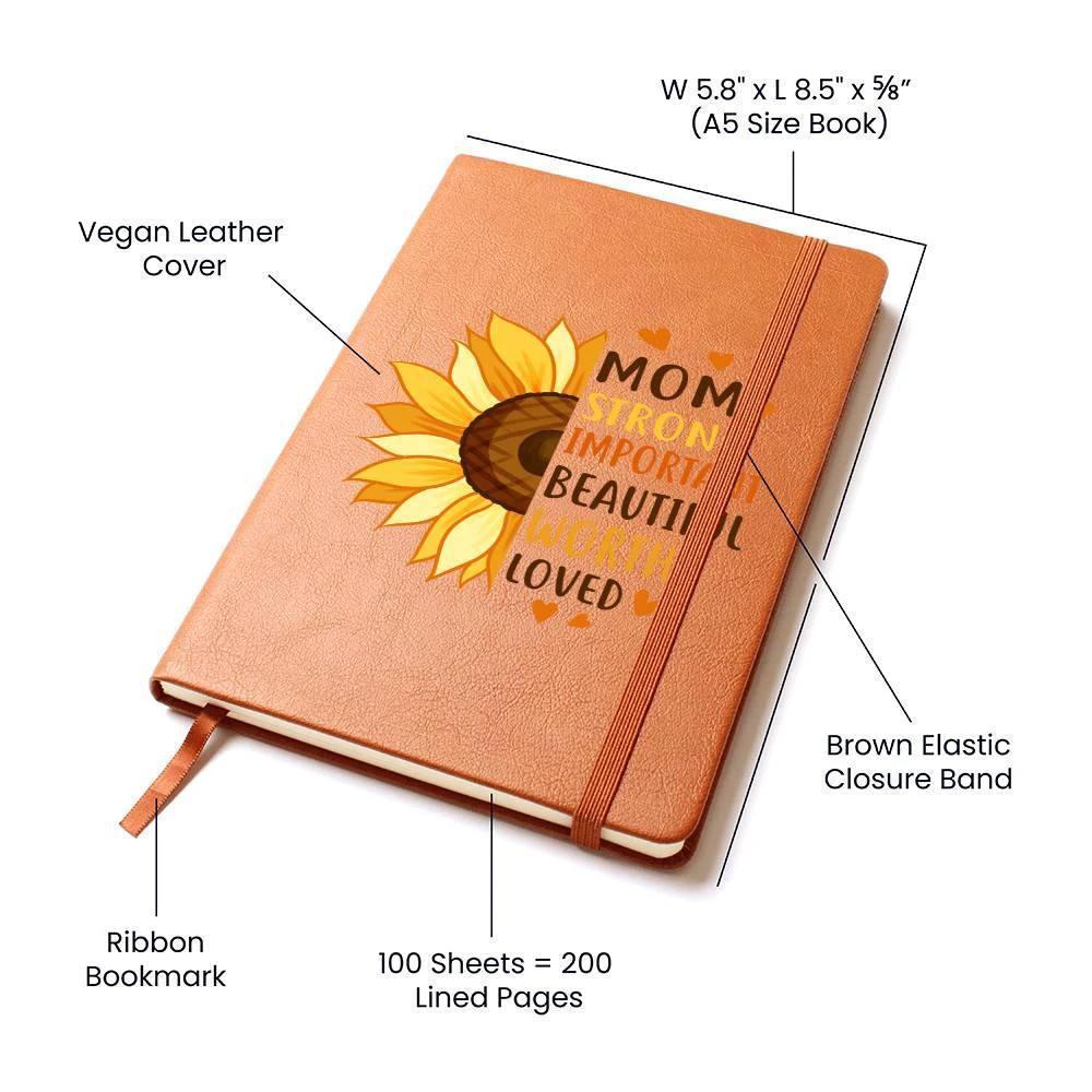Gift for Mom Personalized Sunflower Graphic Leather Journal