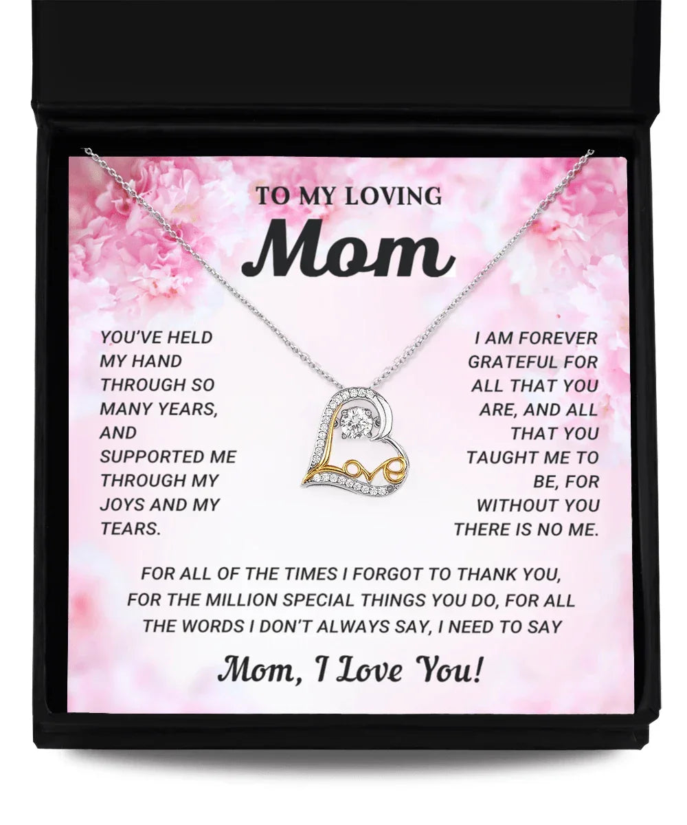 Gift for Mom Without You There is No Me Mother's Day Birthday Gift Heart Pendant Necklace