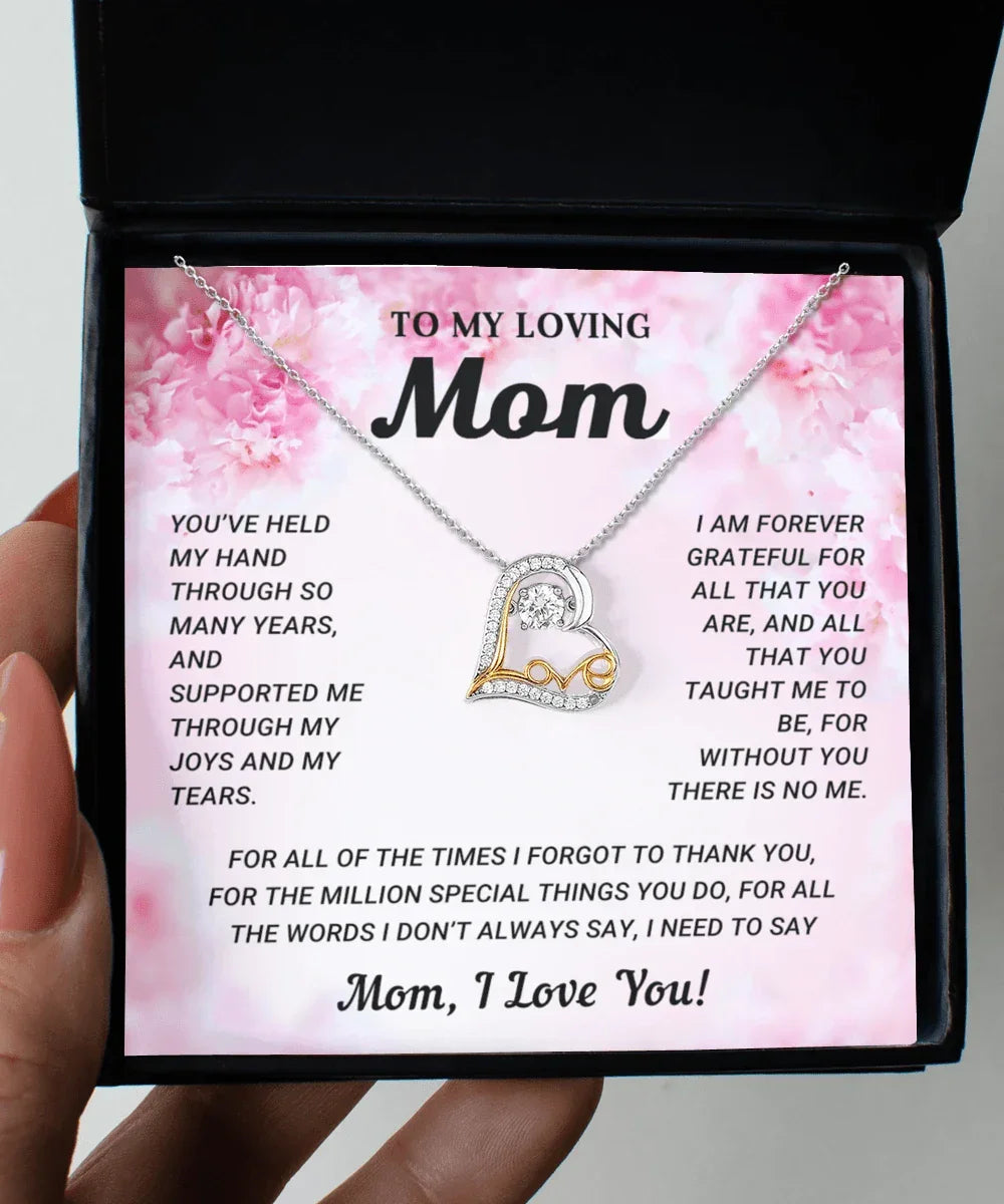 Gift for Mom Without You There is No Me Mother's Day Birthday Gift Heart Pendant Necklace