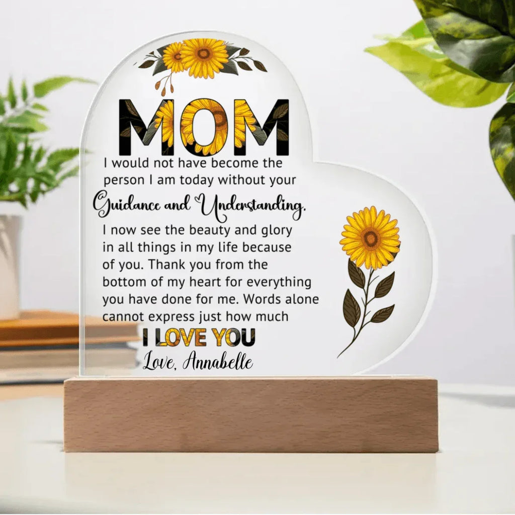 Gift for Mom Words Cannot Express Just How Much I Love You Heart Shaped Acrylic Plaque