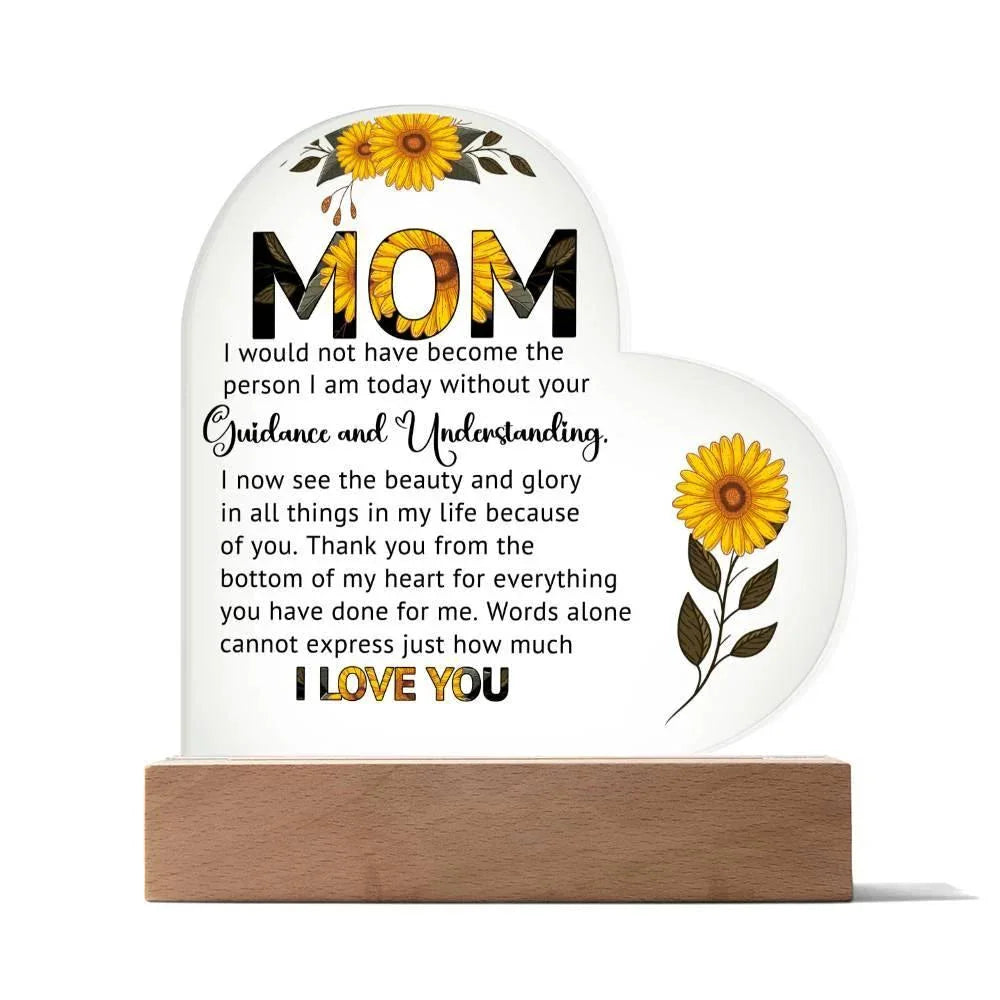 Gift for Mom Words Cannot Express Just How Much I Love You Heart Shaped Acrylic Plaque