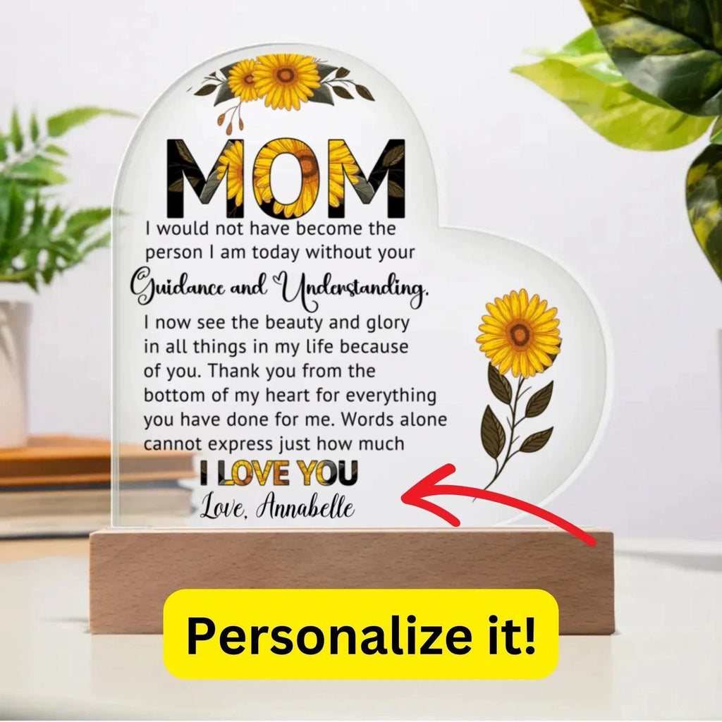 Gift for Mom Words Cannot Express Just How Much I Love You Heart Shaped Acrylic Plaque