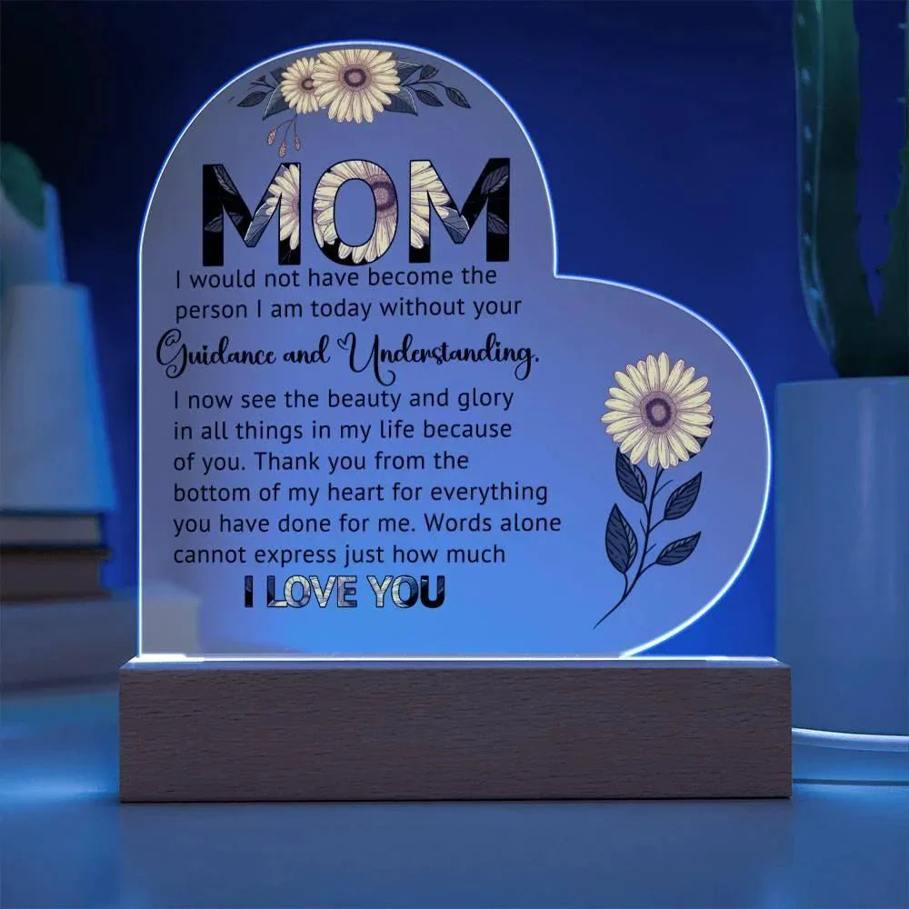 Gift for Mom Words Cannot Express Just How Much I Love You Heart Shaped Acrylic Plaque