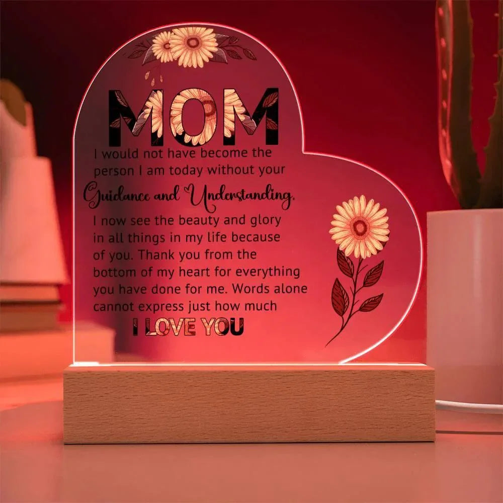 Gift for Mom Words Cannot Express Just How Much I Love You Heart Shaped Acrylic Plaque