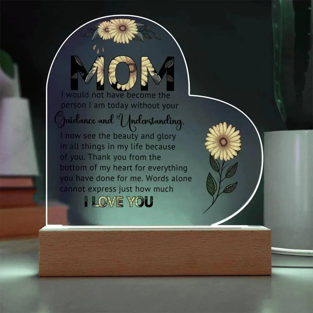 Gift for Mom Words Cannot Express Just How Much I Love You Heart Shaped Acrylic Plaque