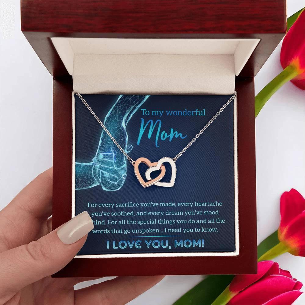 Gift for Mom You Stood Behind My Dreams Interlocking Hearts Necklace