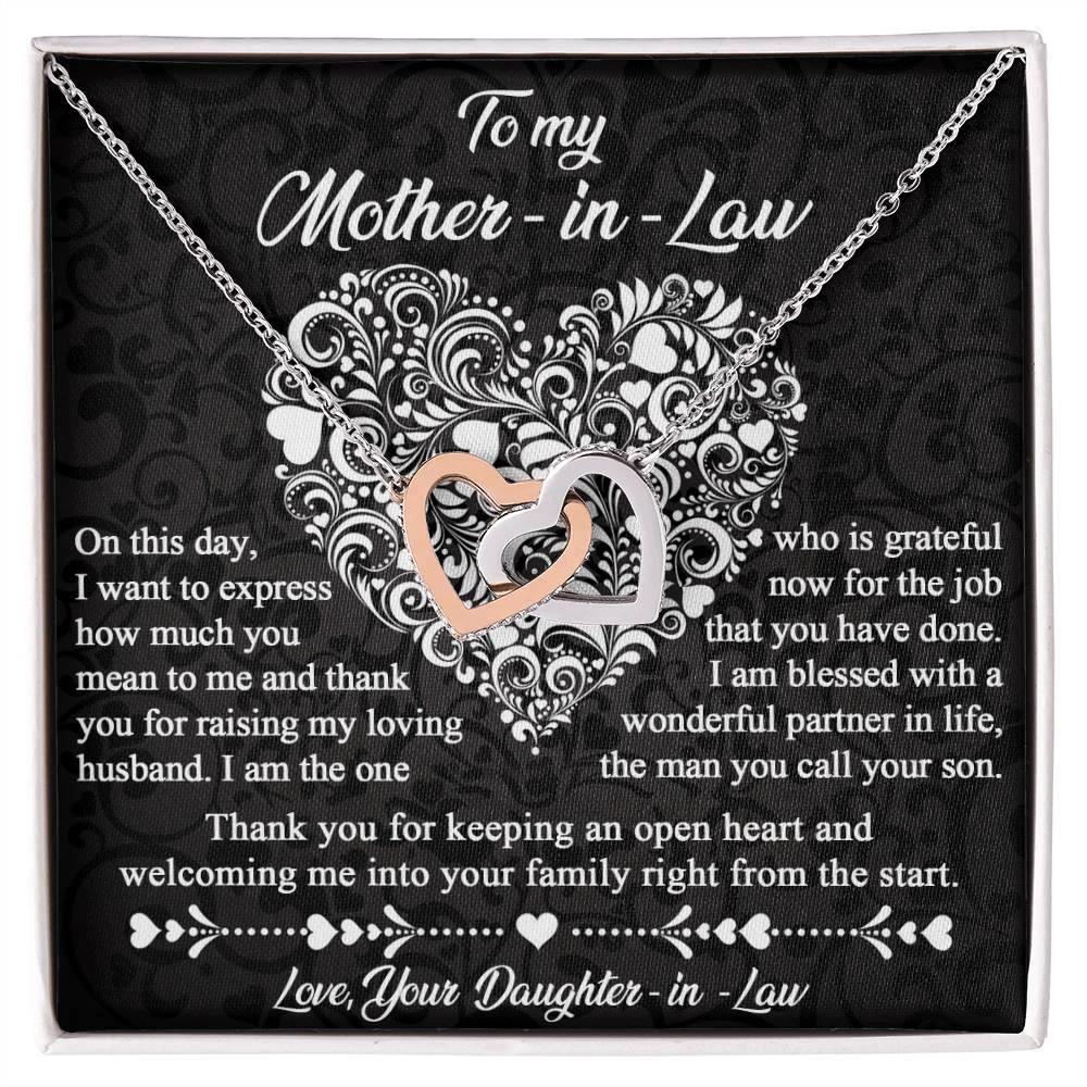 Gift for Mother-In-Law From Daughter-in-law Thank You for Keeping an Open Heart - Interlocking Hearts Necklace