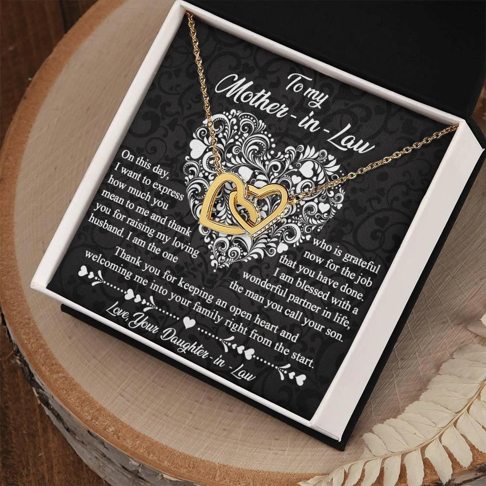 Gift for Mother-In-Law From Daughter-in-law Thank You for Keeping an Open Heart - Interlocking Hearts Necklace