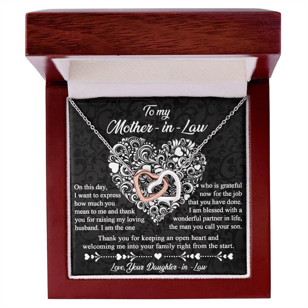 Gift for Mother-In-Law From Daughter-in-law Thank You for Keeping an Open Heart - Interlocking Hearts Necklace