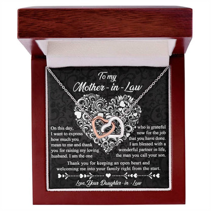 Gift for Mother-In-Law Thank You for Keeping an Open Heart - Interlocking Hearts Necklace - Mallard Moon Gift Shop
