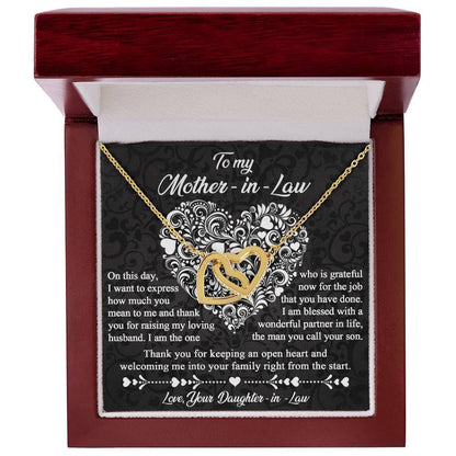 Gift for Mother-In-Law Thank You for Keeping an Open Heart - Interlocking Hearts Necklace - Mallard Moon Gift Shop