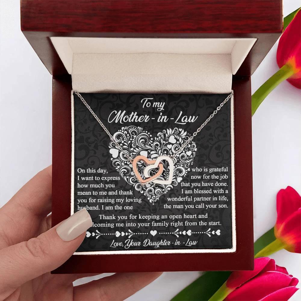 Gift for Mother-In-Law From Daughter-in-law Thank You for Keeping an Open Heart - Interlocking Hearts Necklace