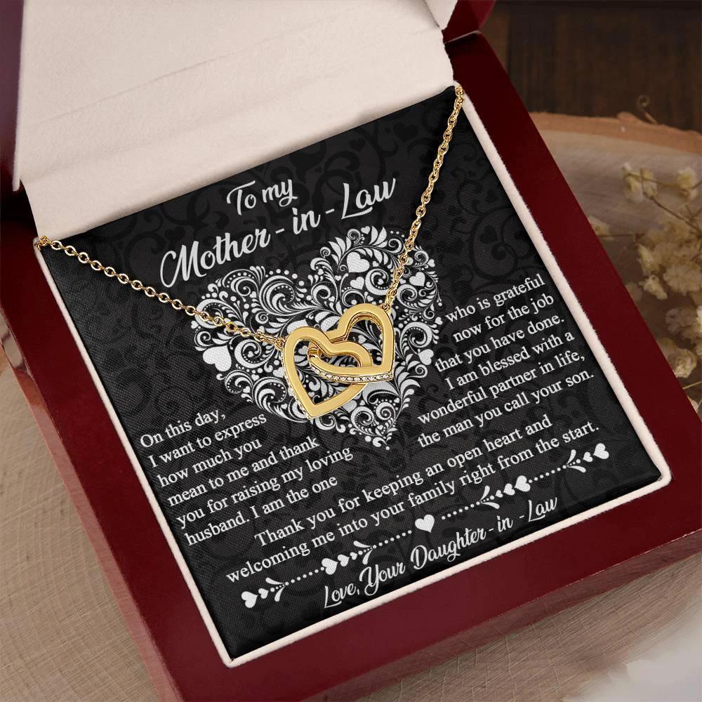 Gift for Mother-In-Law From Daughter-in-law Thank You for Keeping an Open Heart - Interlocking Hearts Necklace