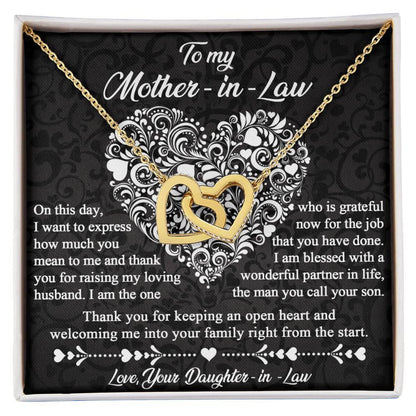 Gift for Mother-In-Law Thank You for Keeping an Open Heart - Interlocking Hearts Necklace - Mallard Moon Gift Shop