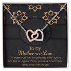 Gift for Mother-In-Law from Son-in-law You are a Cool Mom Interlocking Hearts Necklace