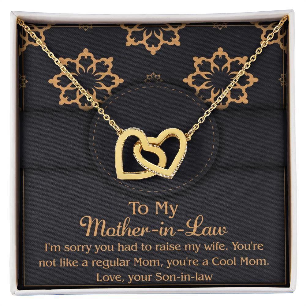 Gift for Mother-In-Law from Son-in-law You are a Cool Mom Interlocking Hearts Necklace