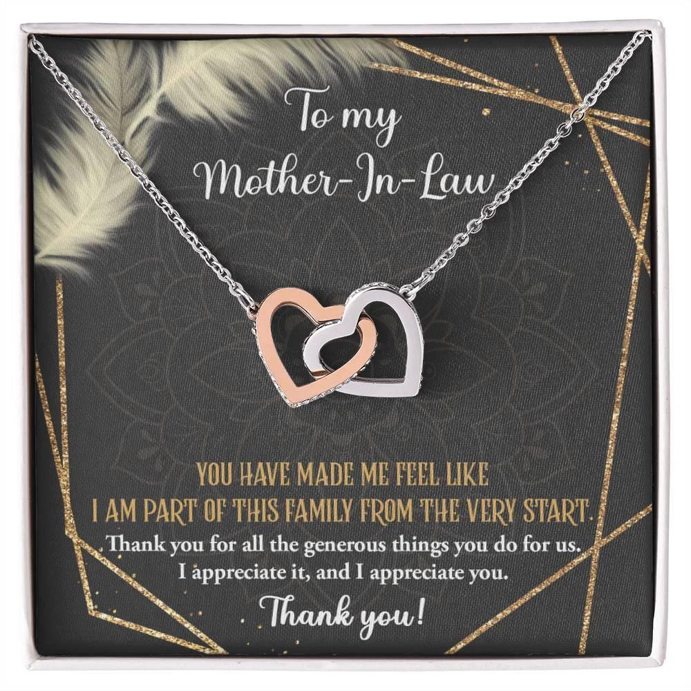 Gift for Mother-in-Law You are Appreciated Interlocking Hearts Necklace