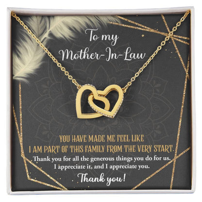 Gift for Mother-in-Law You are Appreciated Interlocking Hearts Necklace - Mallard Moon Gift Shop