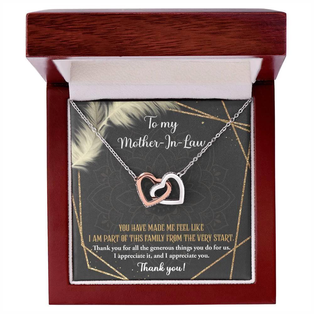 Gift for Mother-in-Law You are Appreciated Interlocking Hearts Necklace