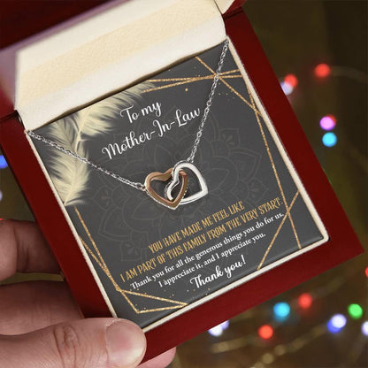 Gift for Mother-in-Law You are Appreciated Interlocking Hearts Necklace - Mallard Moon Gift Shop
