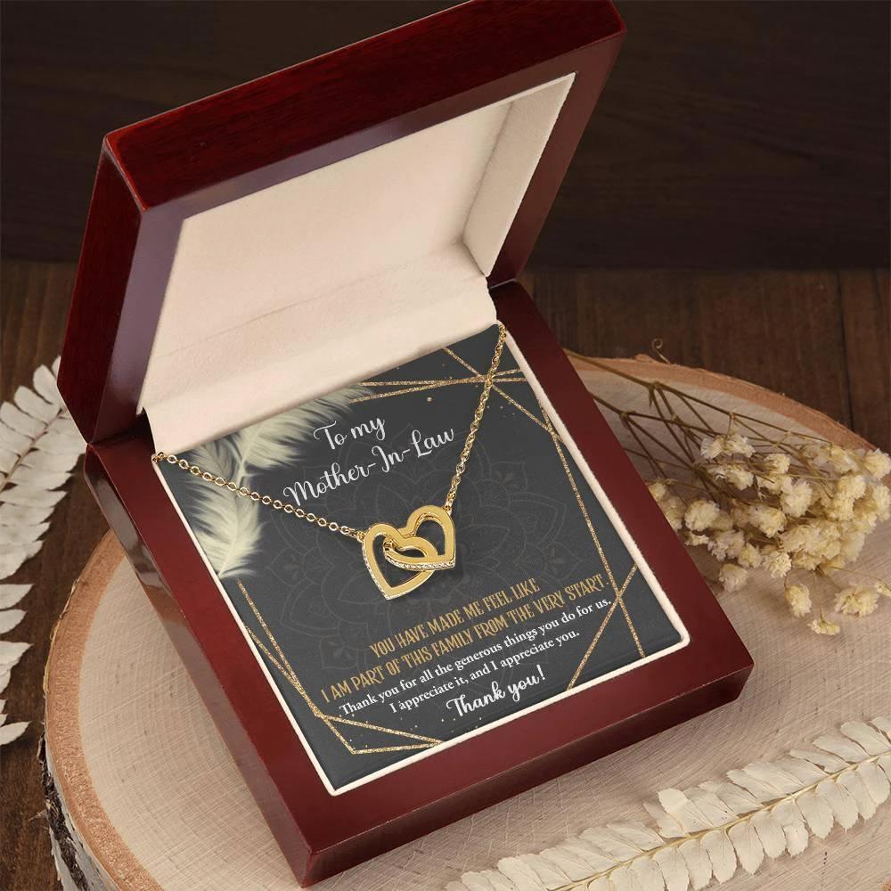 Gift for Mother-in-Law You are Appreciated Interlocking Hearts Necklace