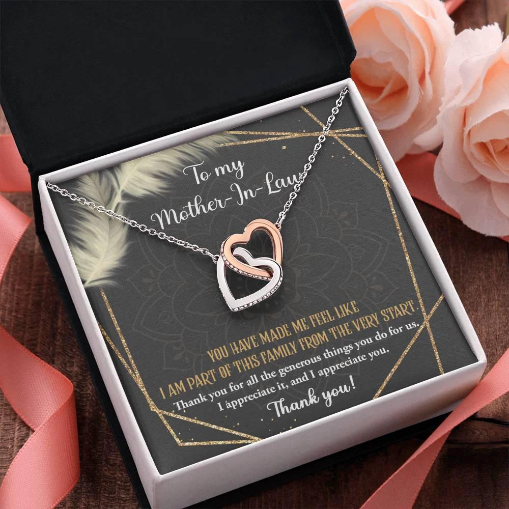 Gift for Mother-in-Law You are Appreciated Interlocking Hearts Necklace
