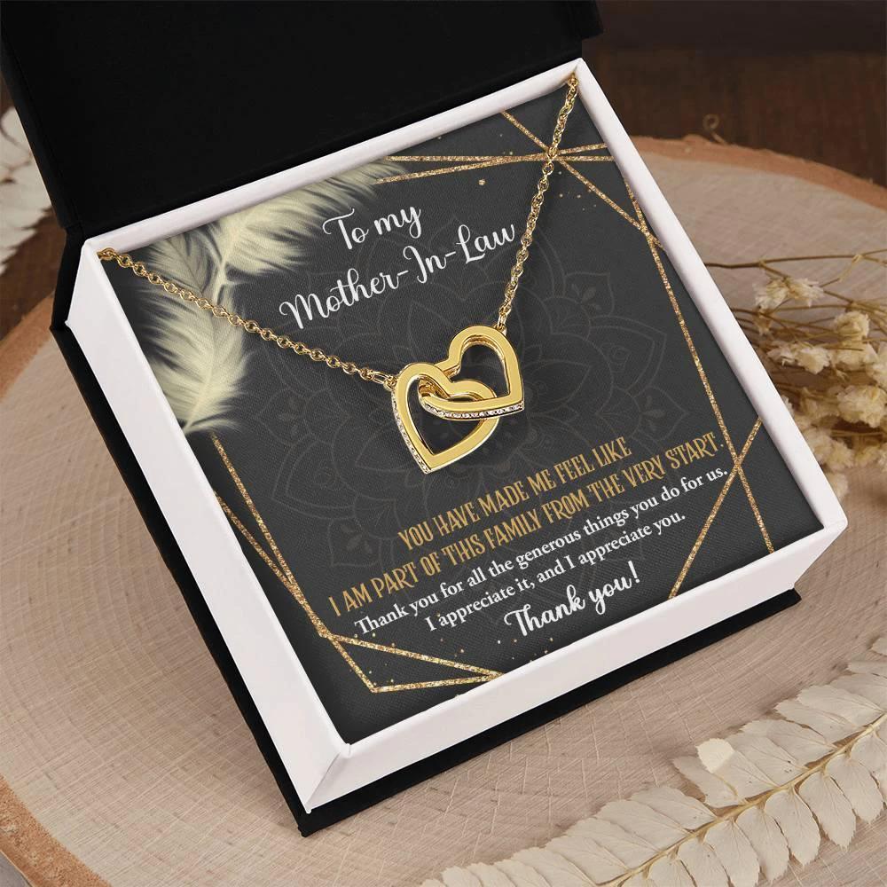 Gift for Mother-in-Law You are Appreciated Interlocking Hearts Necklace