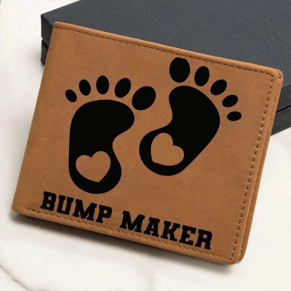 Gift for New Dad - Bump Maker Leather Wallet
