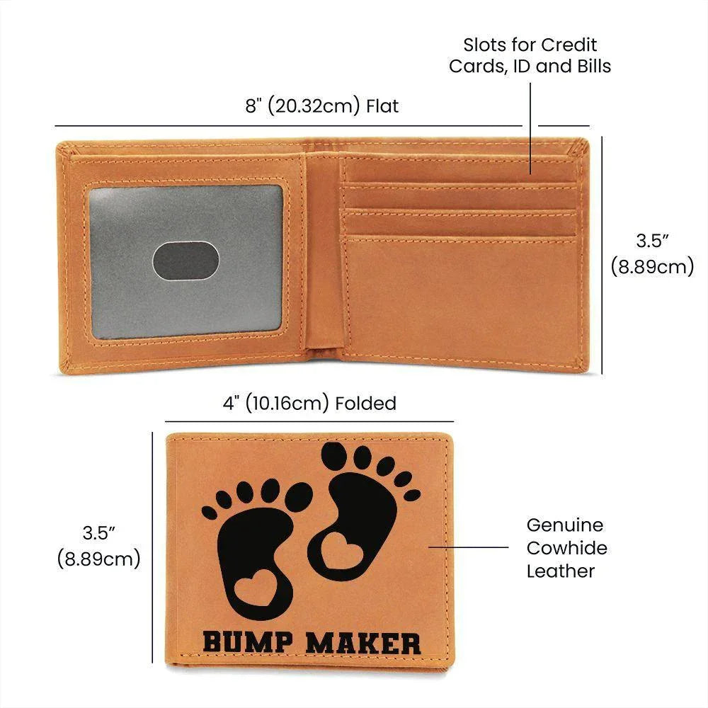 Gift for New Dad - Bump Maker Leather Wallet