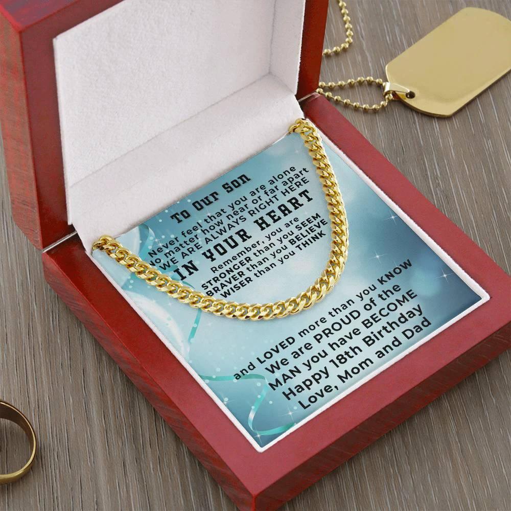 Gift for Son 18th Birthday Love Mom and Dad Thick Chain Necklace