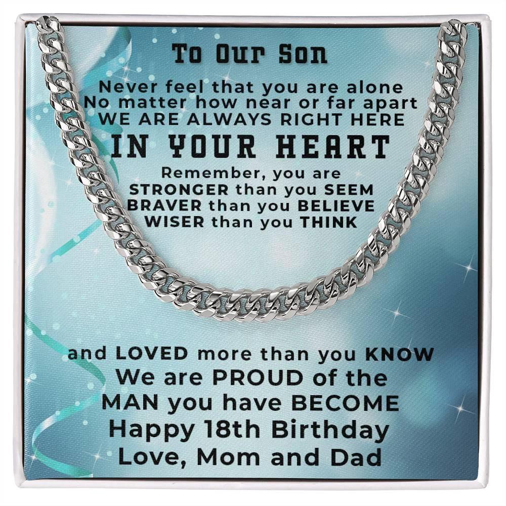 Gift for Son 18th Birthday Love Mom and Dad Thick Chain Necklace
