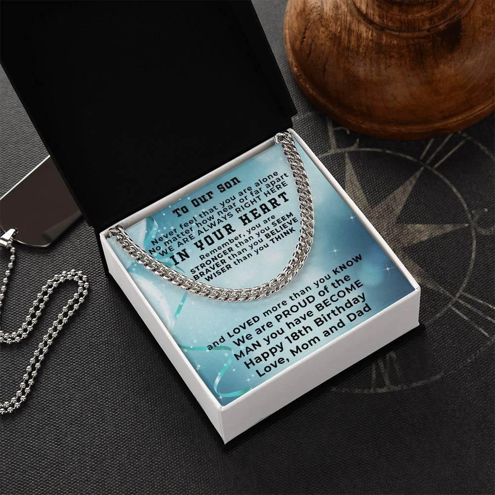 Gift for Son 18th Birthday Love Mom and Dad Thick Chain Necklace