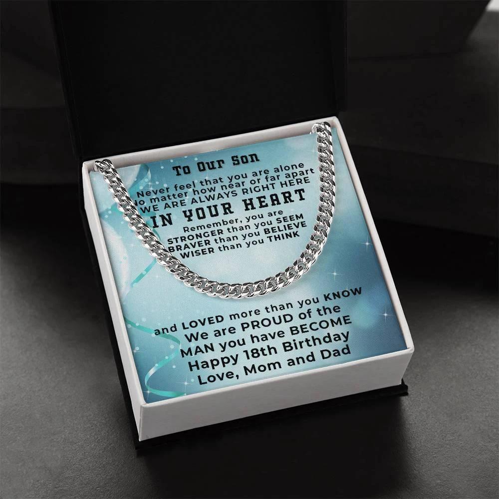 Gift for Son 18th Birthday Love Mom and Dad Thick Chain Necklace