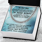 Gift for Son 18th Birthday Love Mom and Dad Thick Chain Necklace