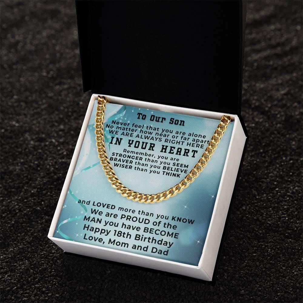 Gift for Son 18th Birthday Love Mom and Dad Thick Chain Necklace