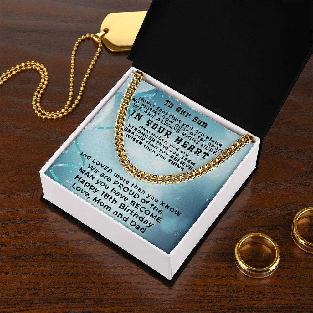 Gift for Son 18th Birthday Love Mom and Dad Thick Chain Necklace