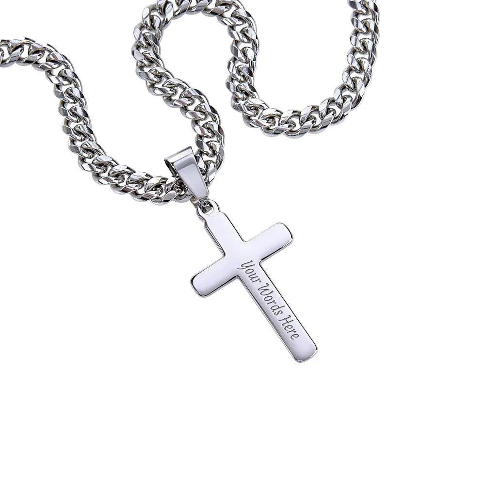 Gift for Son - Happy Easter May the Blessings of the Lord Guide You Personalized Engraved Cross Necklace