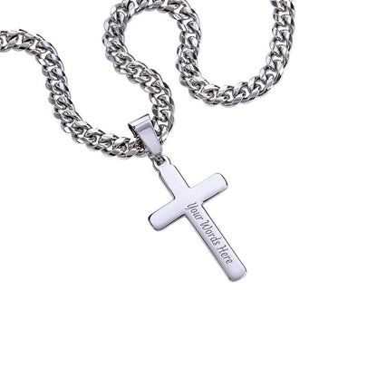 Gift for Son - Happy Easter May the Blessings of the Lord Guide You Personalized Engraved Cross Necklace - Mallard Moon Gift Shop